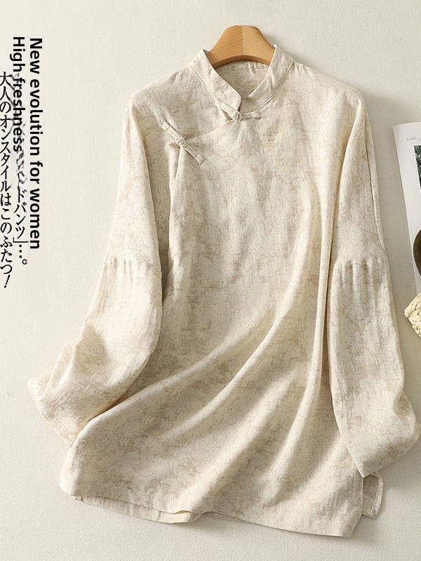 Embroidery Cotton Shirt - 레트로 플로럴 자수 코튼 린넨 셔츠