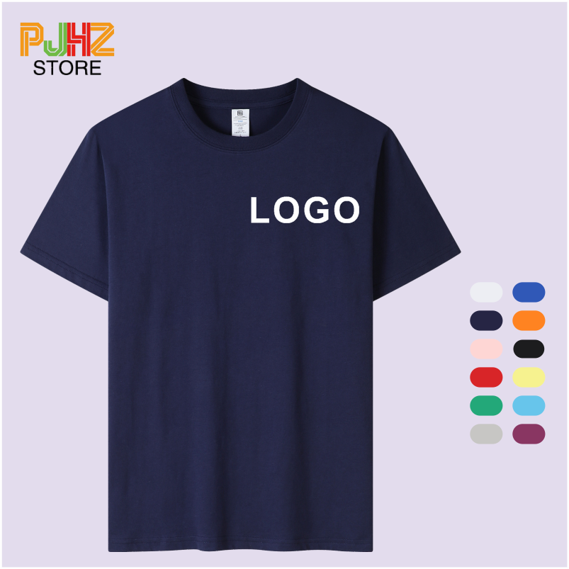 Embroidery Design Logo - 100% 코튼 티셔츠 맞춤형 로고 라운드