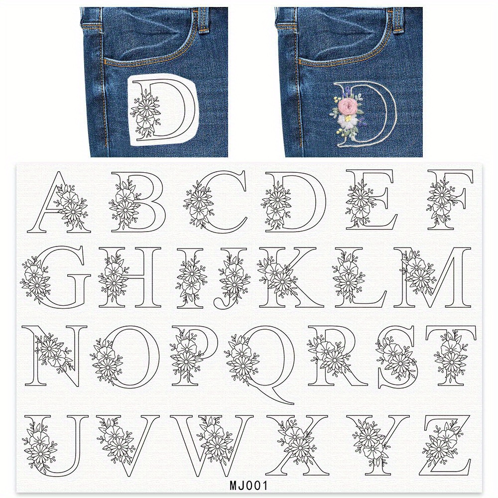꽃무늬 문자 D 디자인 자수 안정제 1개 - 손바느질용 - Embroidery Meaning 리뷰 및 가격