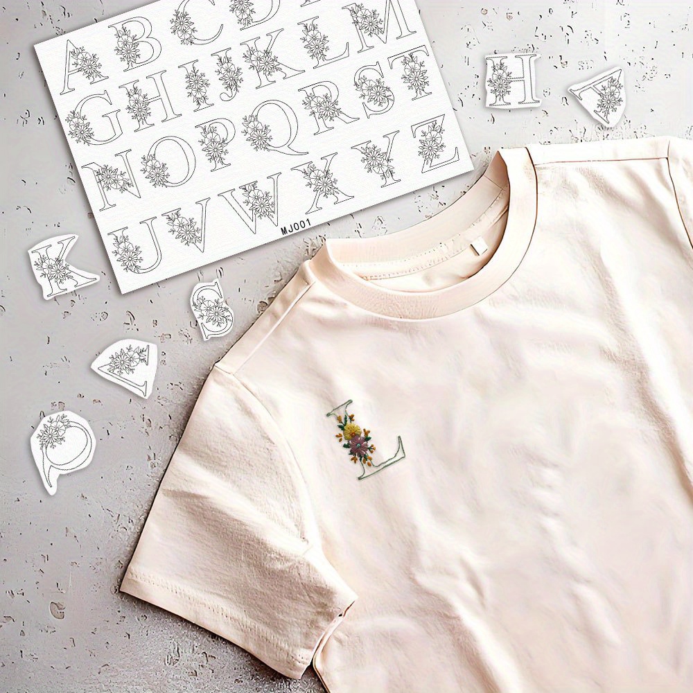 꽃무늬 문자 D 디자인 자수 안정제 1개 - 손바느질용 - Embroidery Meaning 리뷰 및 가격