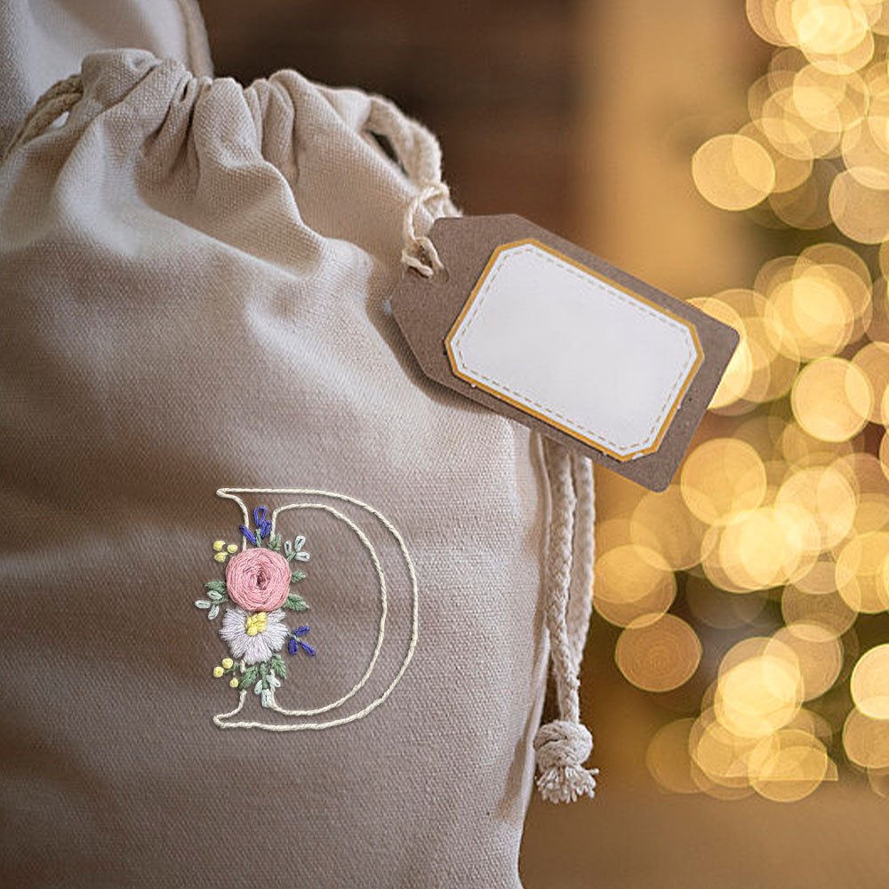 꽃무늬 문자 D 디자인 자수 안정제 1개 - 손바느질용 - Embroidery Meaning 리뷰 및 가격