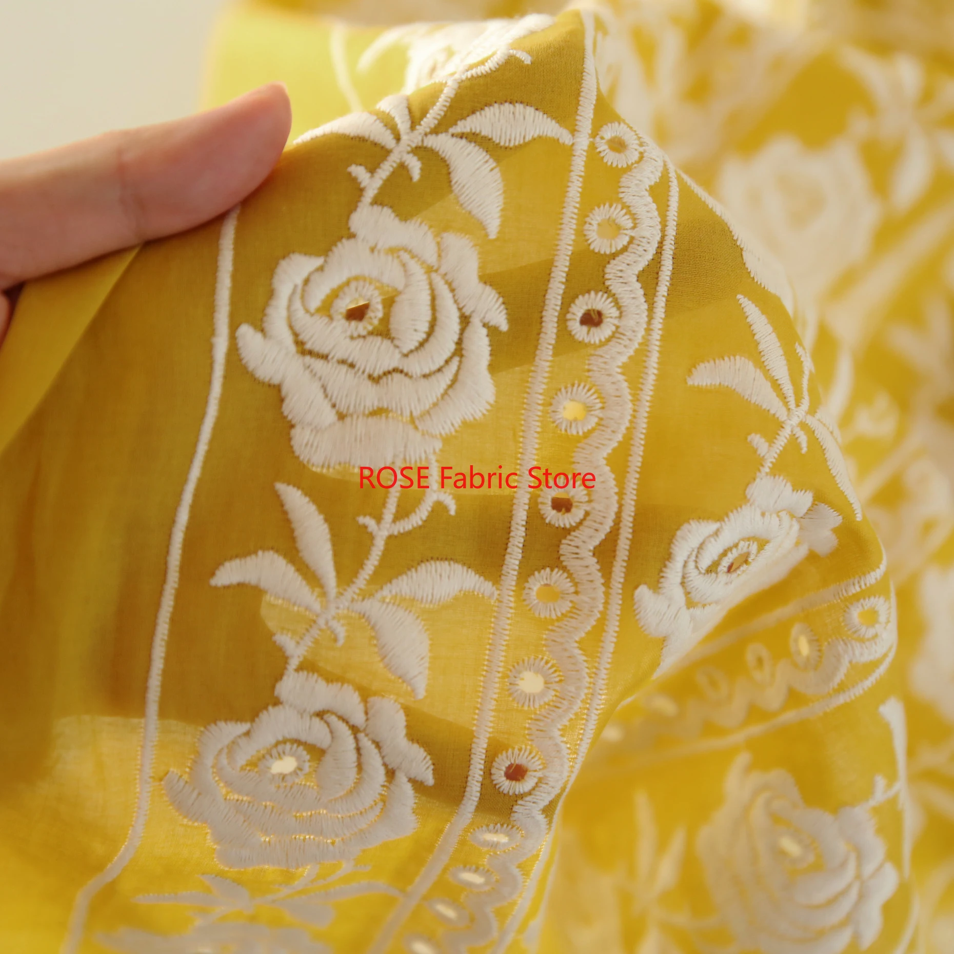 프랑스산 코튼 옐로우 로즈 헤비 자수 수제 DIY 의류 - Embroidery Yellow Dress 리뷰 및 가격