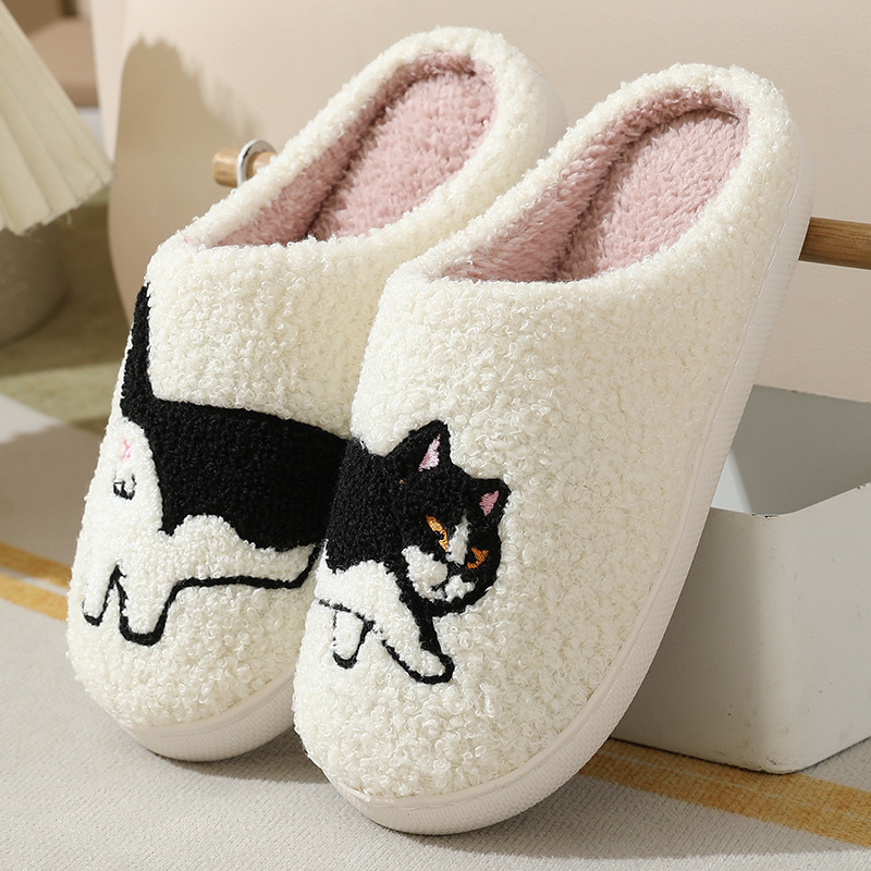 겨울 플러시 귀여운 다크스훈트 자수 홈 슬리퍼 여성 실 - Embroidery Garments 리뷰 및 가격